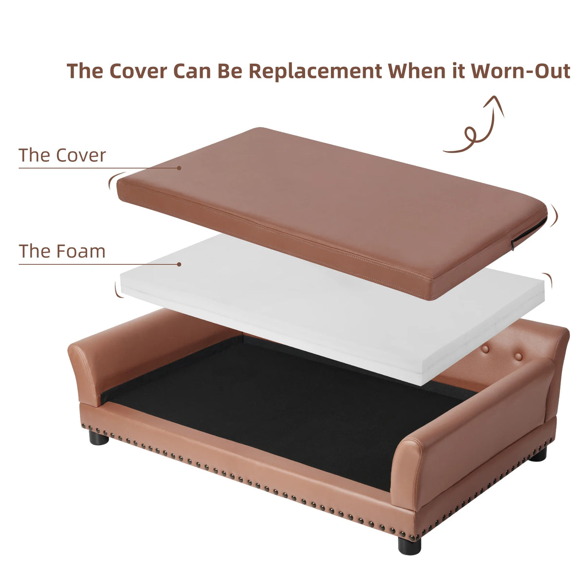 BingoPaw Waterproof Faux Fur Pet Sofa Bed With Removable Cushion