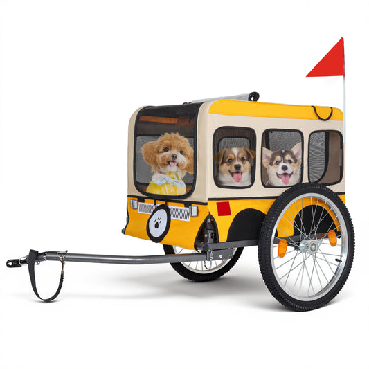 Foldable Dog Bike Trailer With Steel Frame And Pneumatic Tires