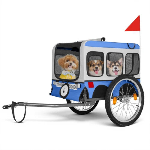 Foldable Dog Bike Trailer With Steel Frame And Pneumatic Tires