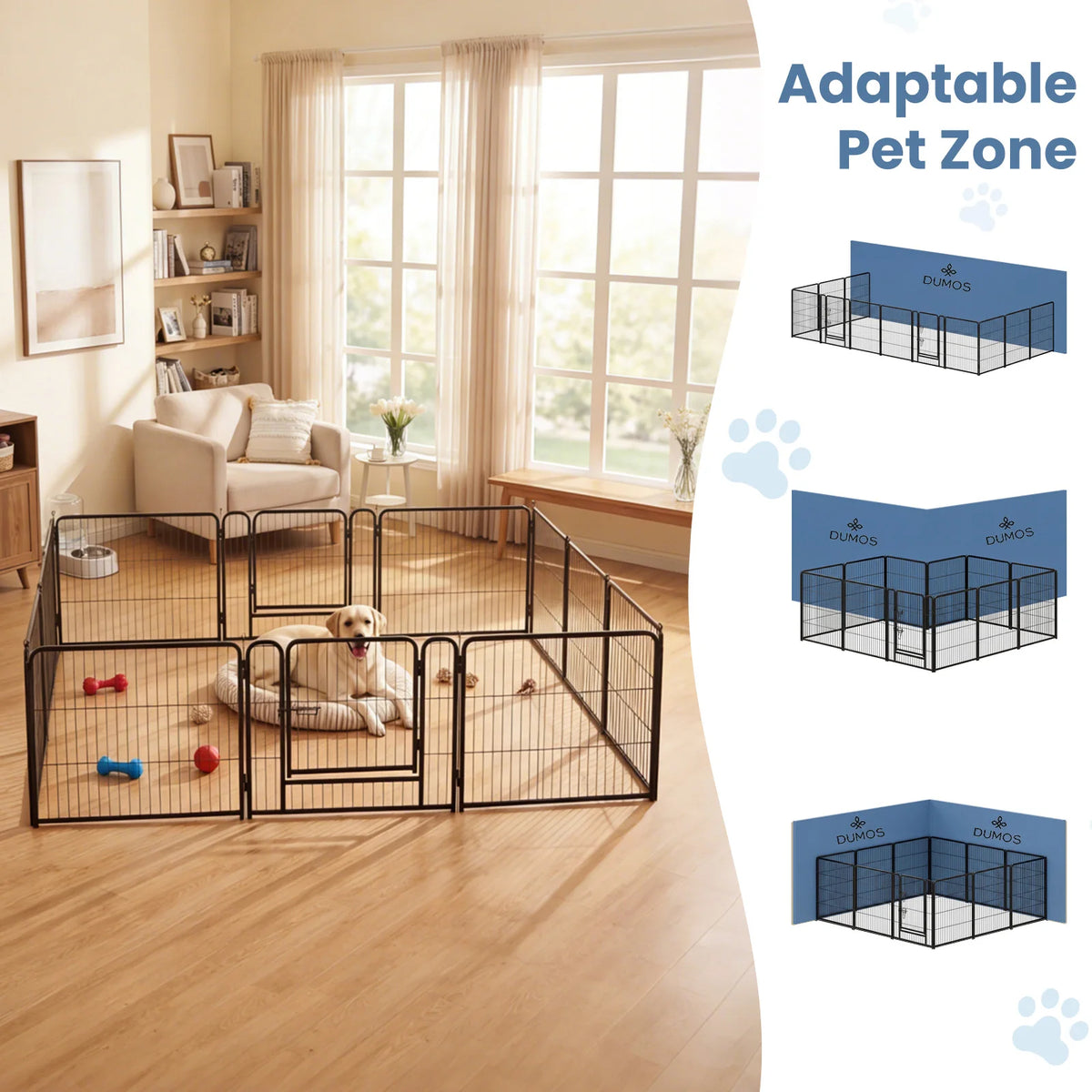 JHK Foldable Metal Dog Playpen Fence For Outdoor Pets