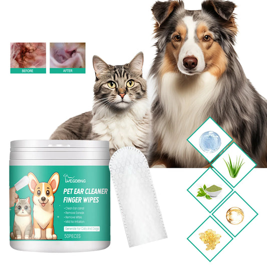 Gentle Pet Ear Cleaning Finger Wipes For Cats And Dogs