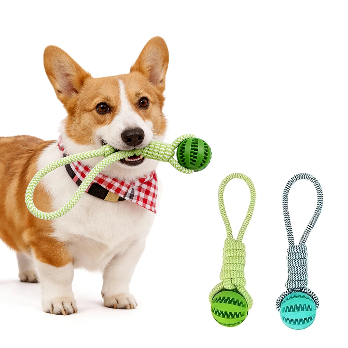 Durable Cotton Rope Dog Chew Toy With Treat Dispensing Ball