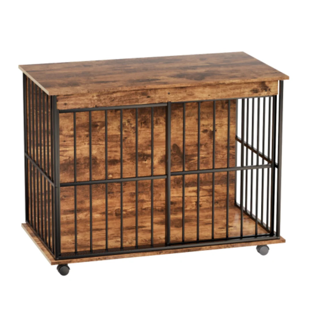 Sturdy Wooden Dog Crate Furniture With Sliding Door