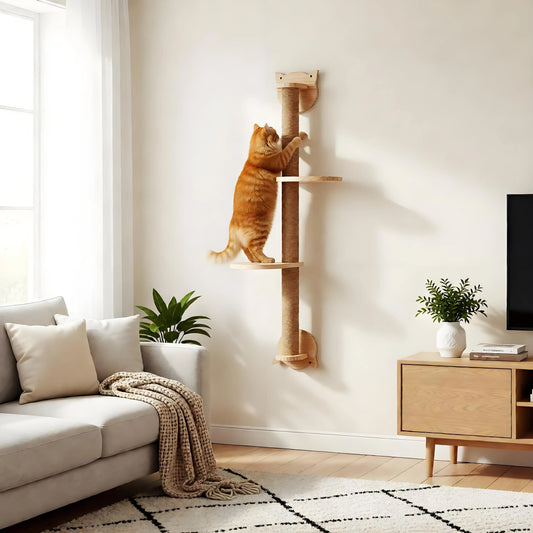 CWV Wall Mounted Cat Activity Center With Sisal Hammock Platform