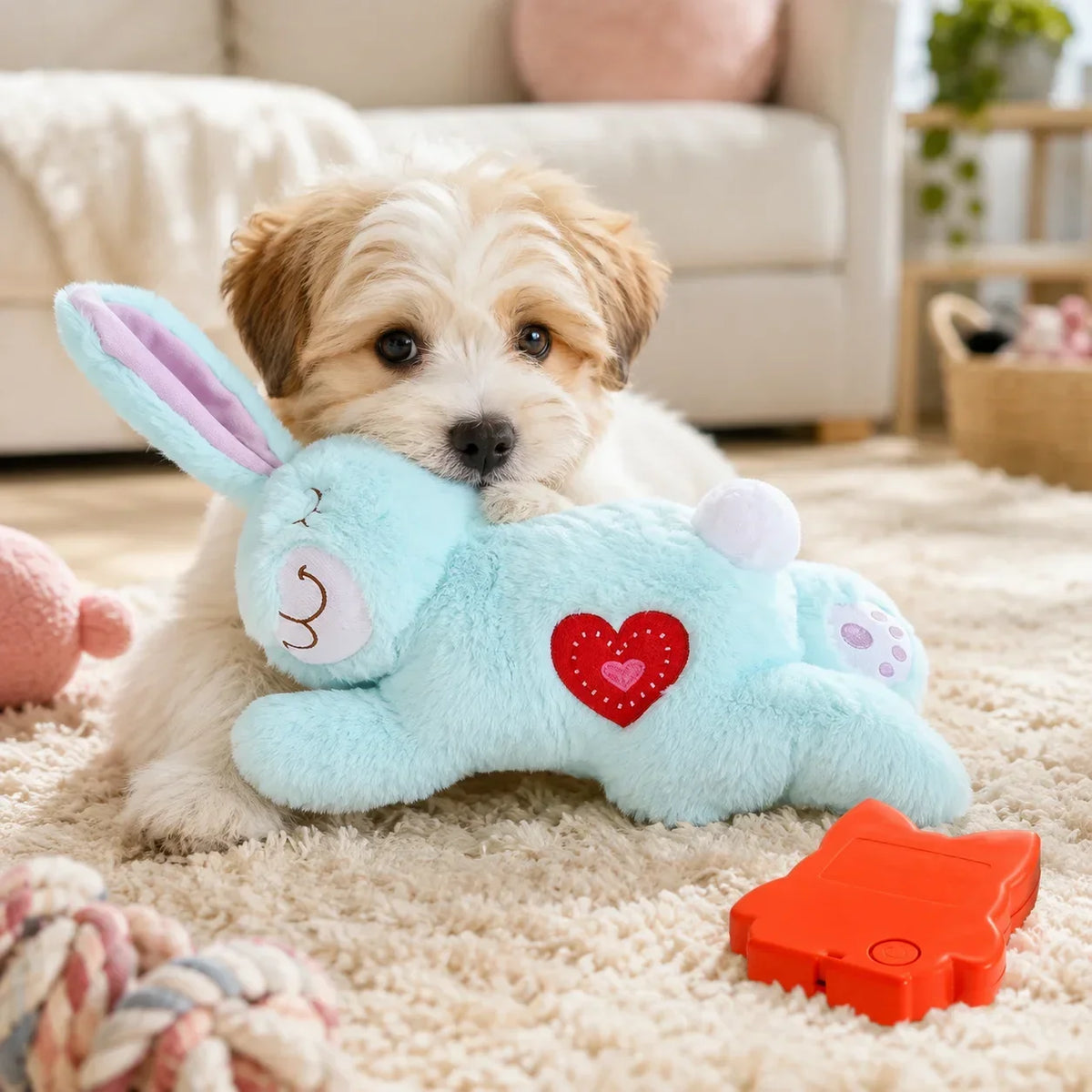 Calming Heartbeat Bunny Plush Dog Toy For Anxiety Relief