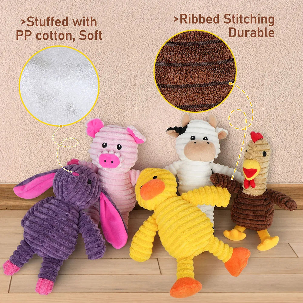Assorted Plush Squeaky Dog Toys Stuffed Chew Value Pack