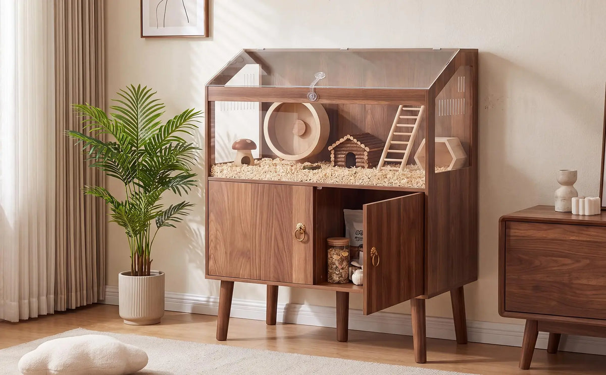 Wooden Hamster Cage Spacious Small Pet Home Enclosure
