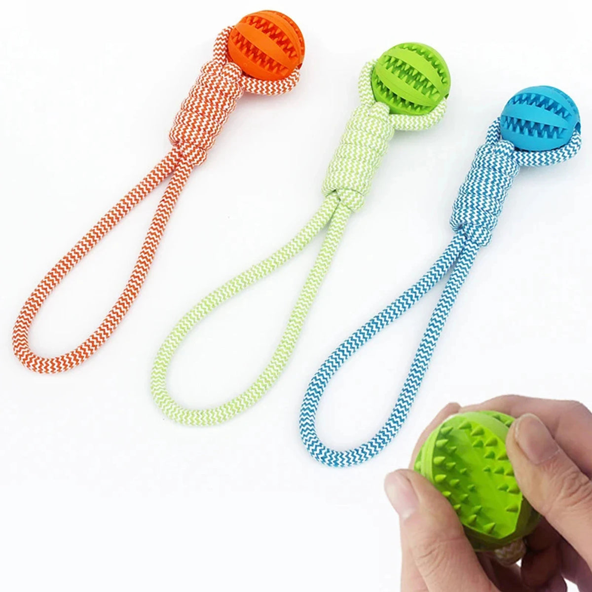 Durable Cotton Rope Dog Chew Toy With Treat Dispensing Ball