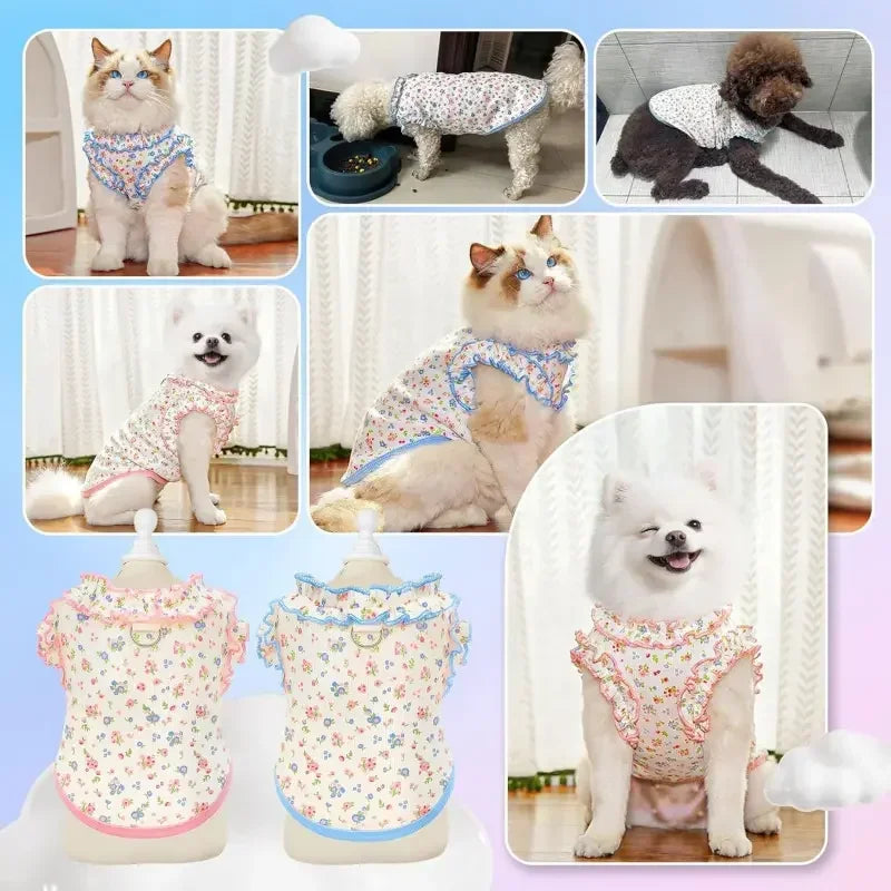 Breathable Ruffled Sleeve Pet Shirt For Small Dogs And Cats