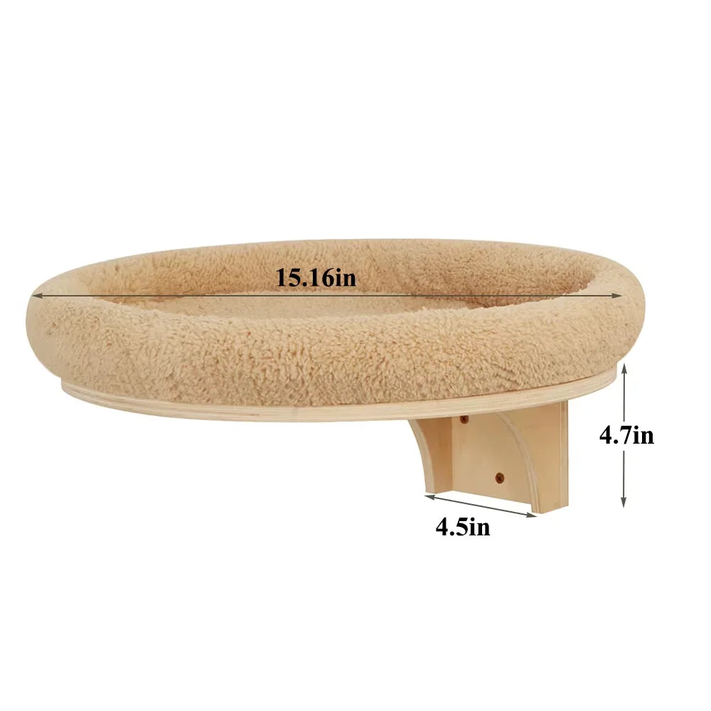 CWV Wall Mounted Solid Wooden Cat Hammock With Scratching Post