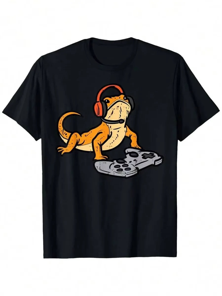 Bearded Dragon Gamer Men Premium Cotton Graphic Shirt