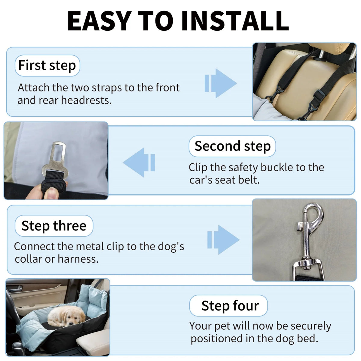 Premium Soft Small Dog Car Seat With Integrated Safety Straps