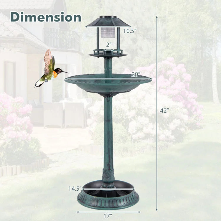 Oeny Versatile Pedestal Bird Bath Solar Light Flower Planter