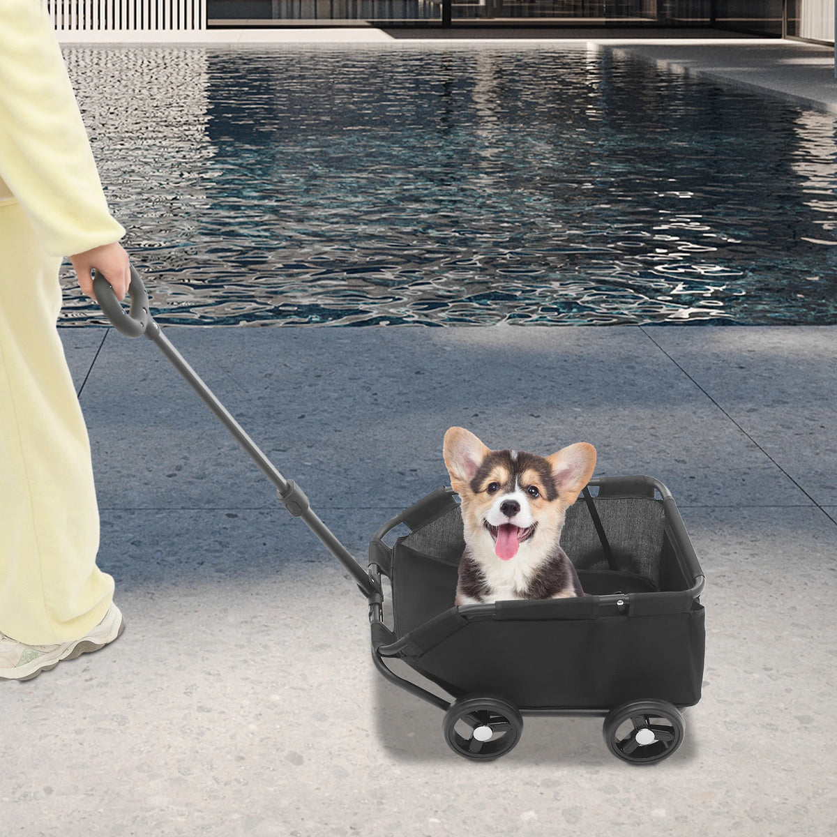 Folding Four Wheel Pet Stroller Crafted For Comfortable Dog Travel