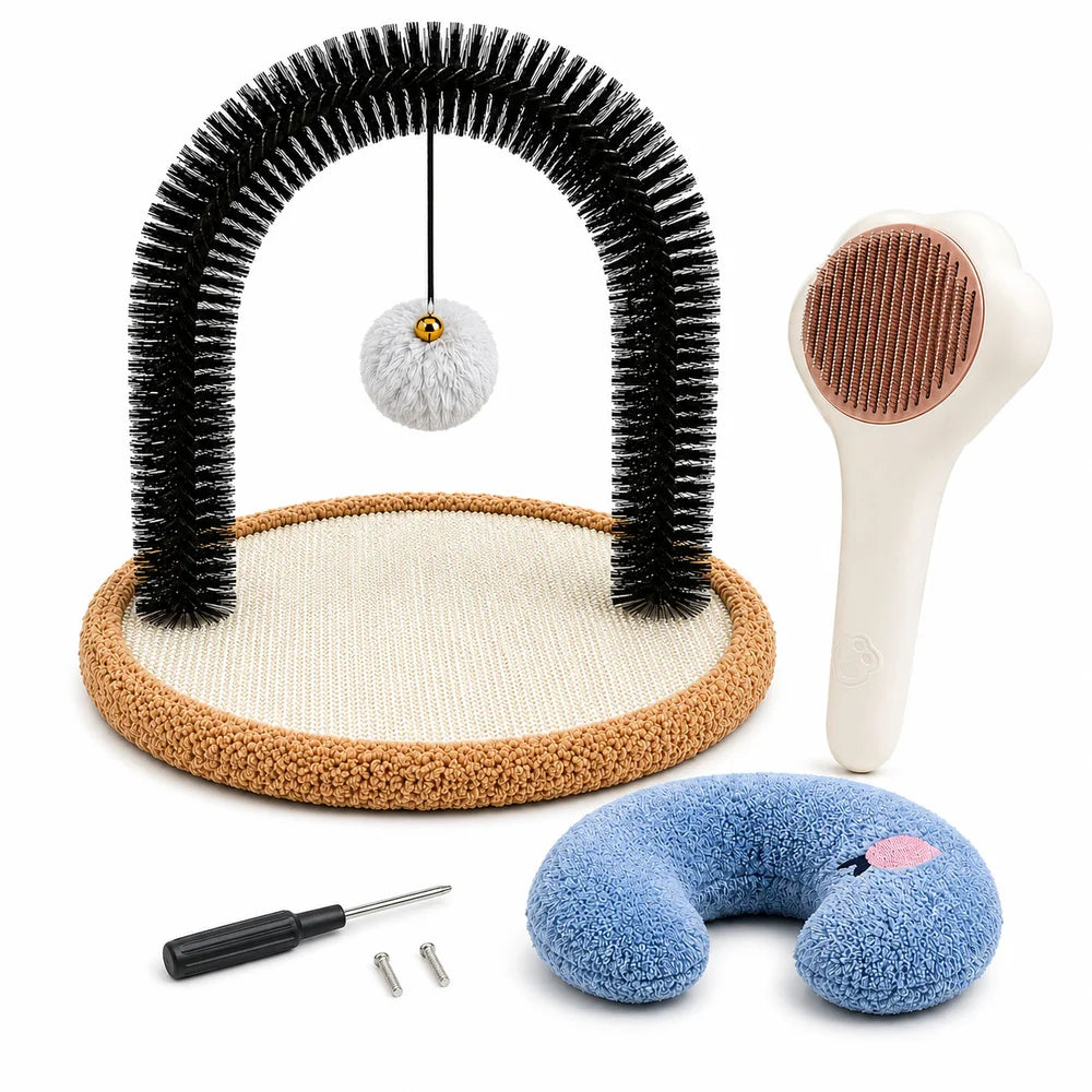 Indoor Cat Self Grooming Arch With Reversible Sisal Scratching Base
