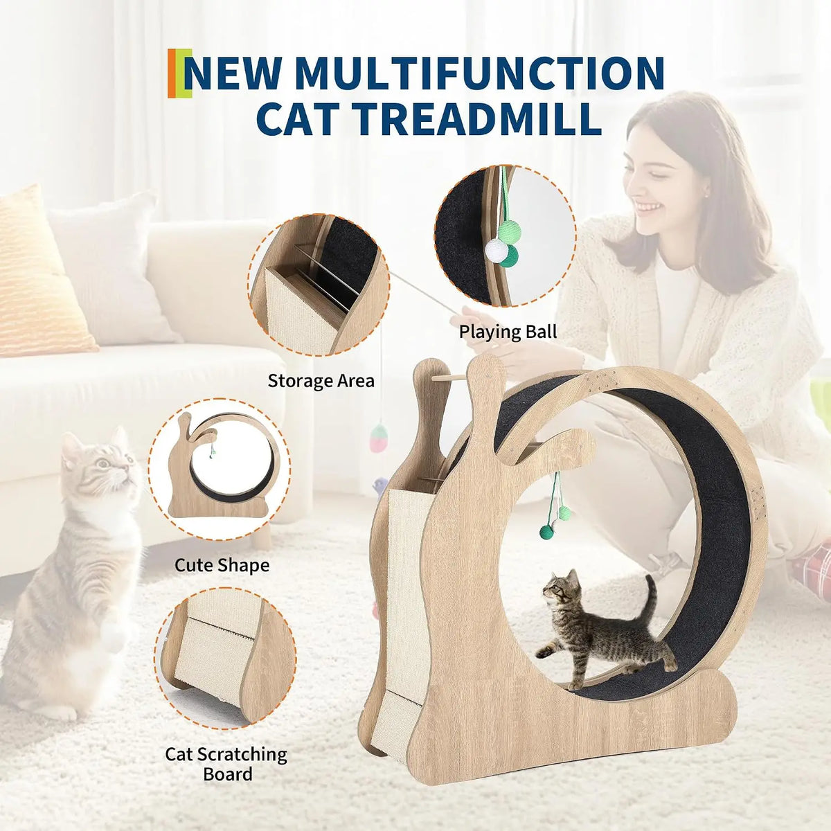 Exercise 6 In 1 Cat Treadmill Running Wheel Climbing Frame