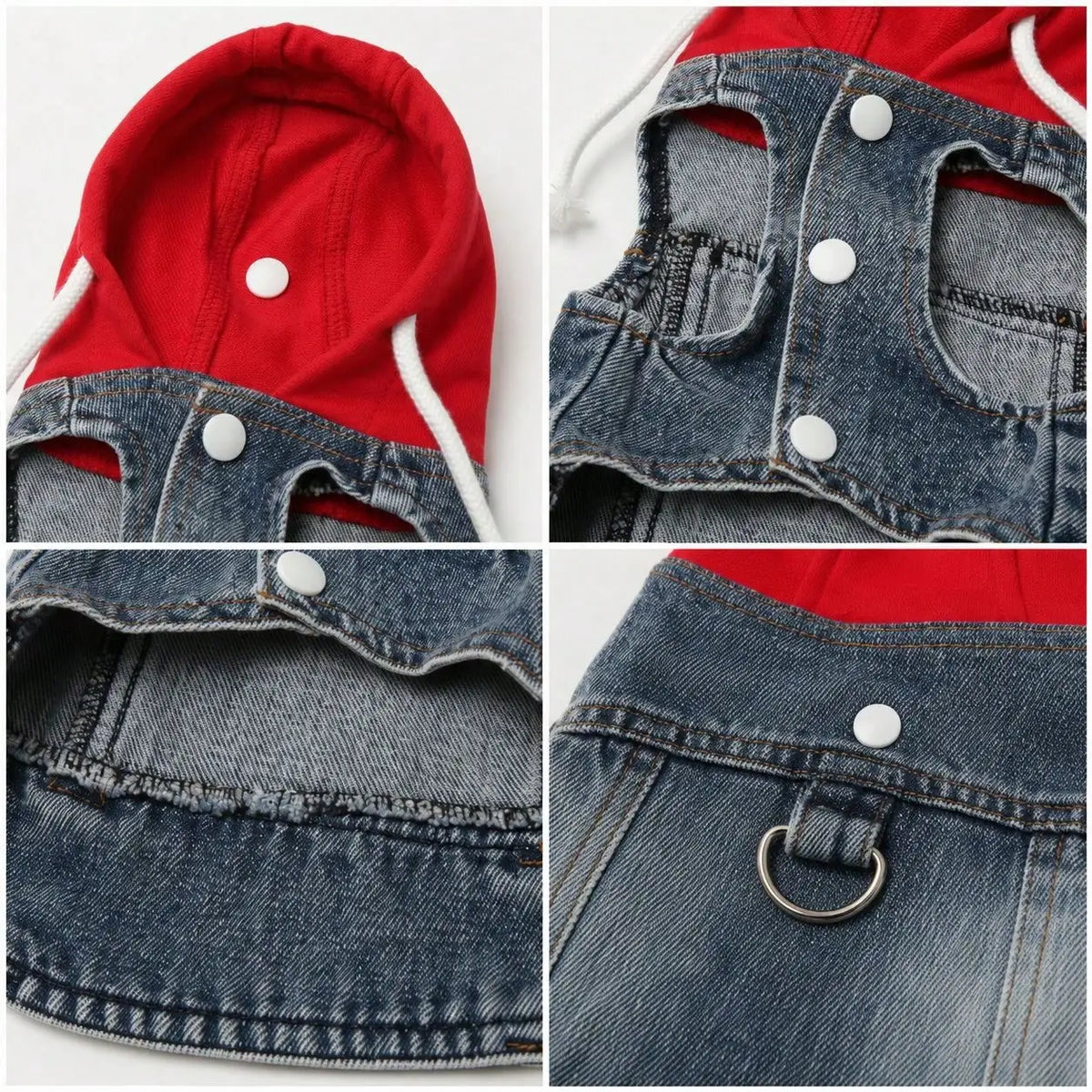 One Piece Denim Pet Hoodie With Drawstring For Pets