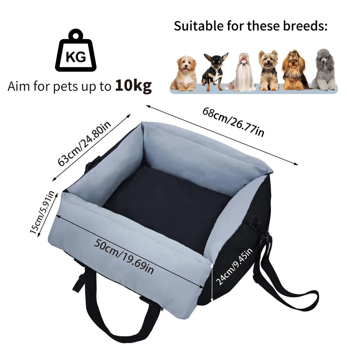 Premium Soft Small Dog Car Seat With Integrated Safety Straps
