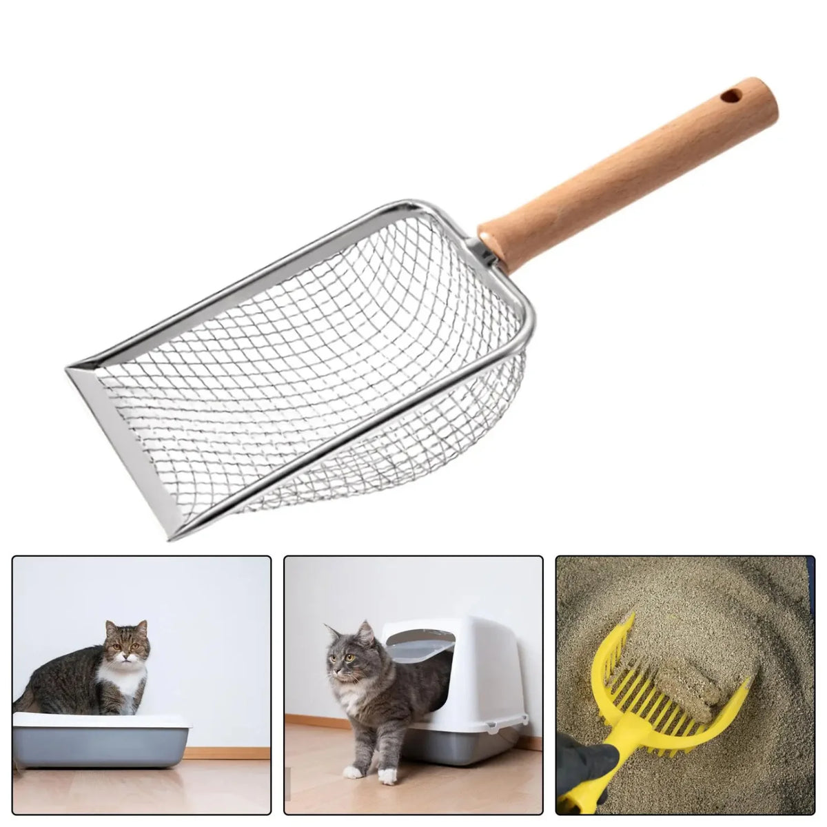 Heavy Duty Metal Cat Litter Scooper With Ergonomic Handle System