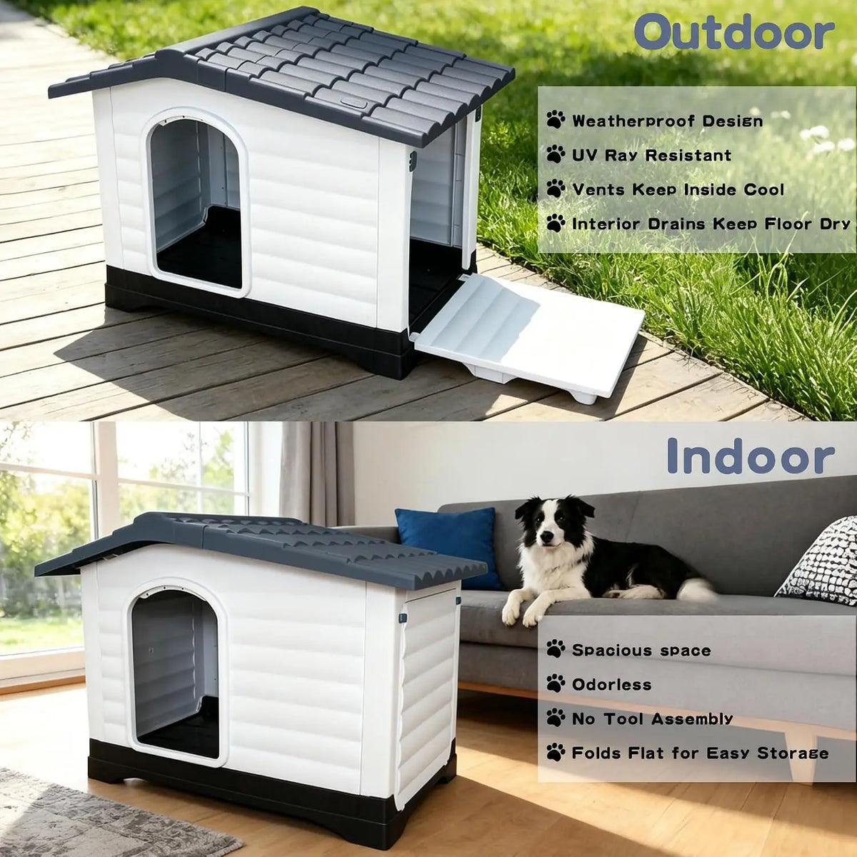 Twisterck Waterproof Dog House Featuring Elevated Porch Design