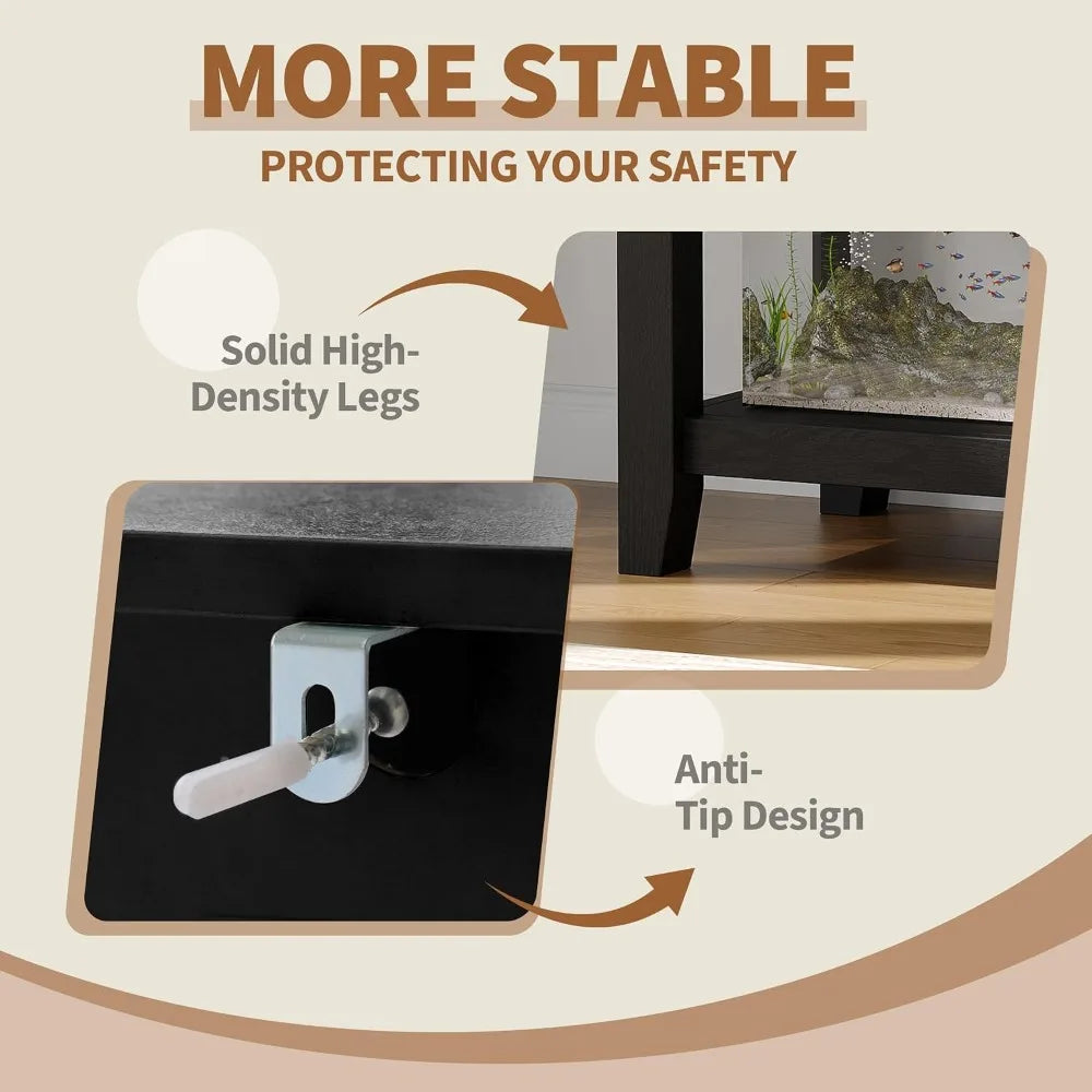 Heavy Duty Steel Aquarium Stand With Magnetic Doors And Charging
