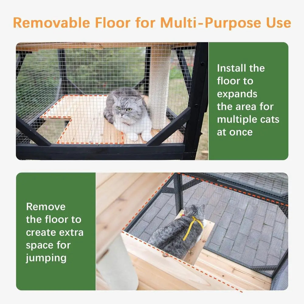 Outdoor Cat Catio With Removable Platforms And Weatherproof Roof