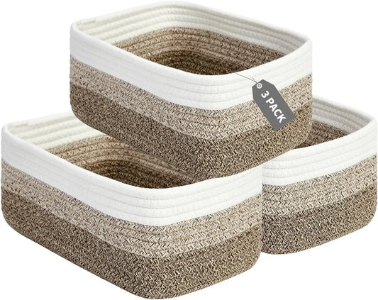 Garvee Woven Rectangular Storage Baskets Stackable Plant Fiber Home Organizers