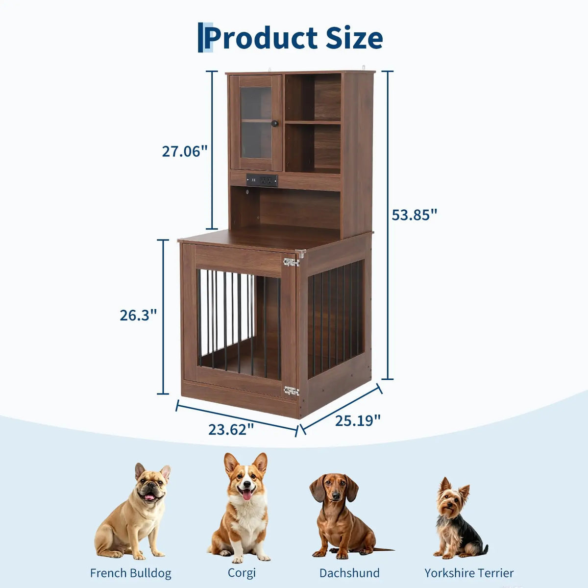 Compact Wooden Dog Crate Furniture With Side Table Design
