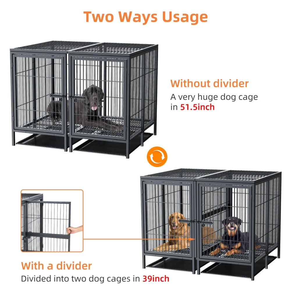 Borwart Heavy Duty Dog Crate With Removable Divider Tray