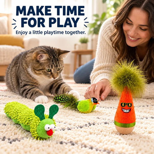 Zoe Interactive Wobble Cat Toy With Soft Chirping Bird