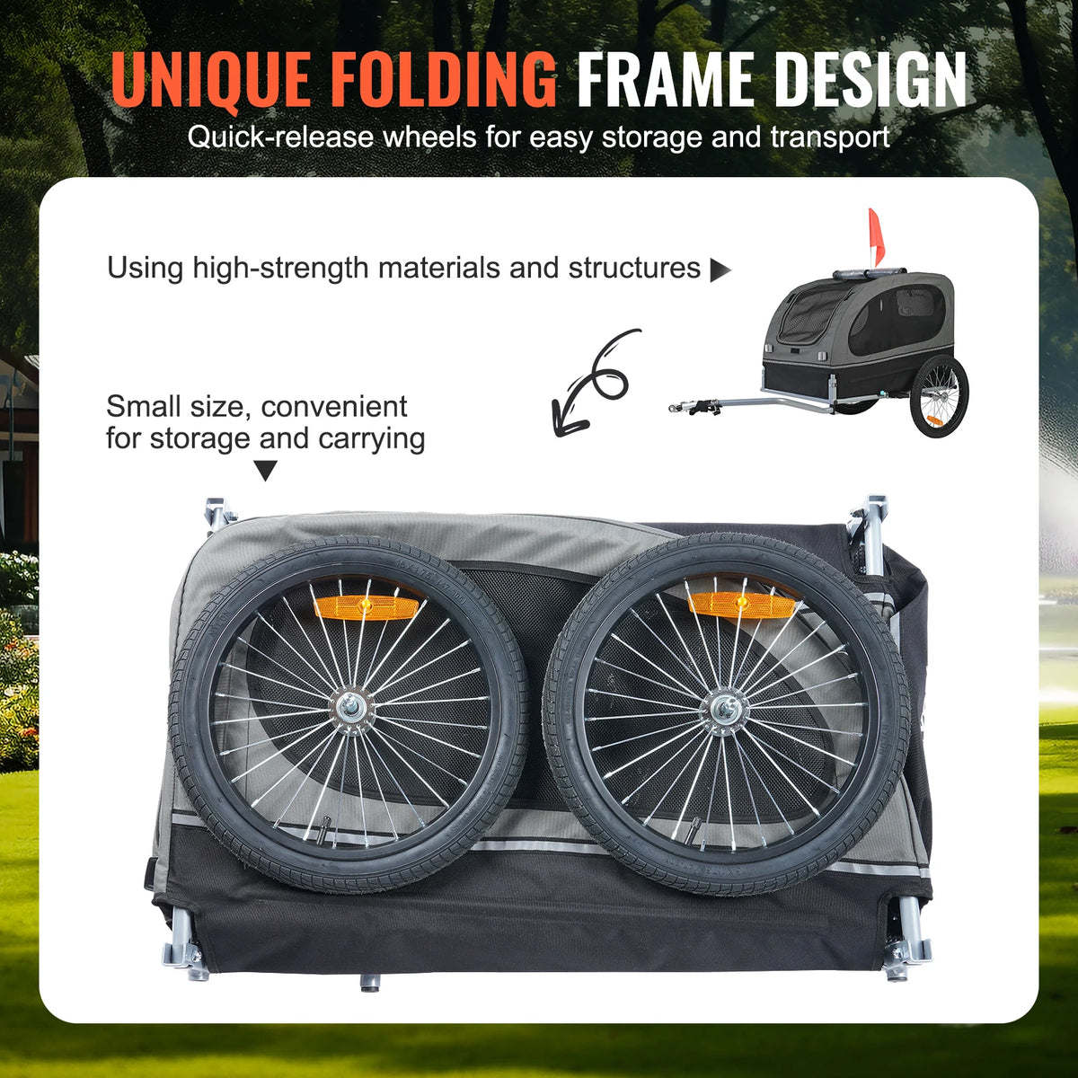 Durable Collapsible Dog Bike Trailer And Pet Cart Carrier