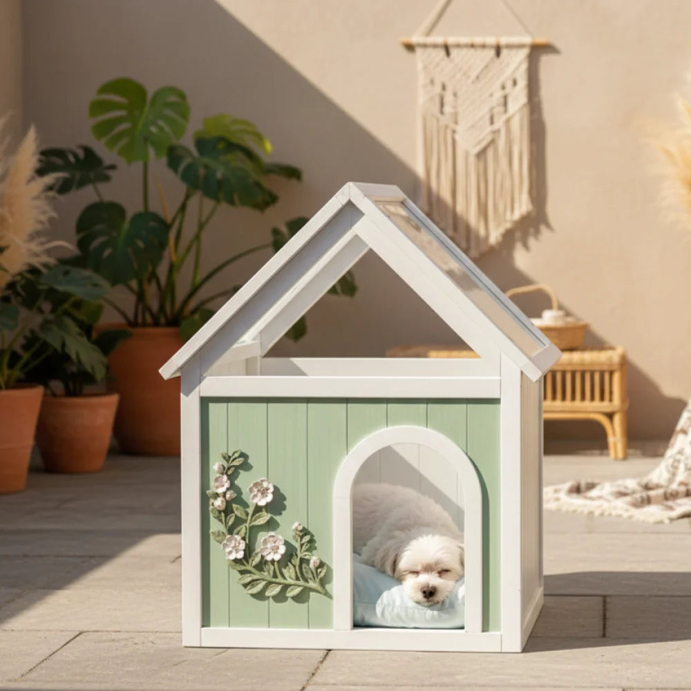 Waterproof Indoor Wooden Pet House With Clear Acrylic Roof