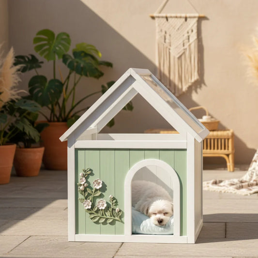 Waterproof Indoor Wooden Pet House With Clear Acrylic Roof