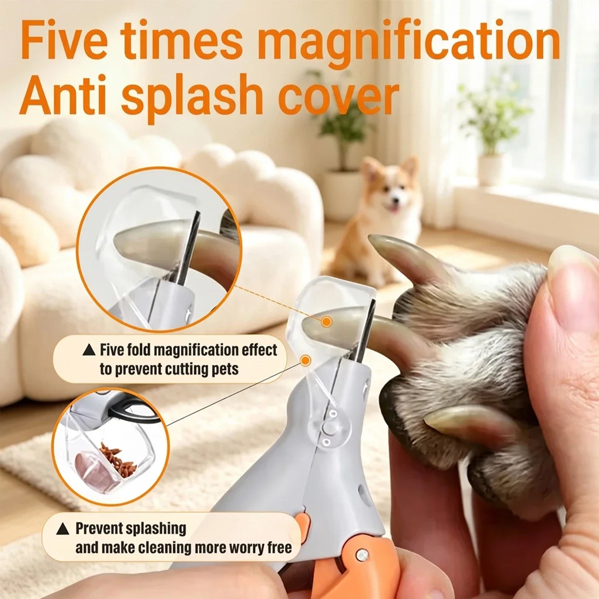 Professional Pet Nail Clipper With Magnifying Led Light