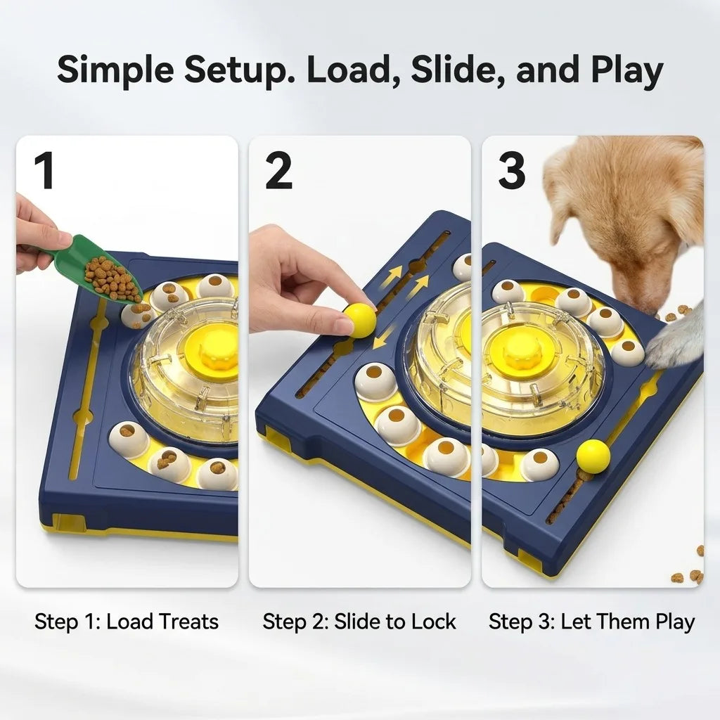 Durable Turntable Dog Puzzle Toy With Interactive Treat Dispenser