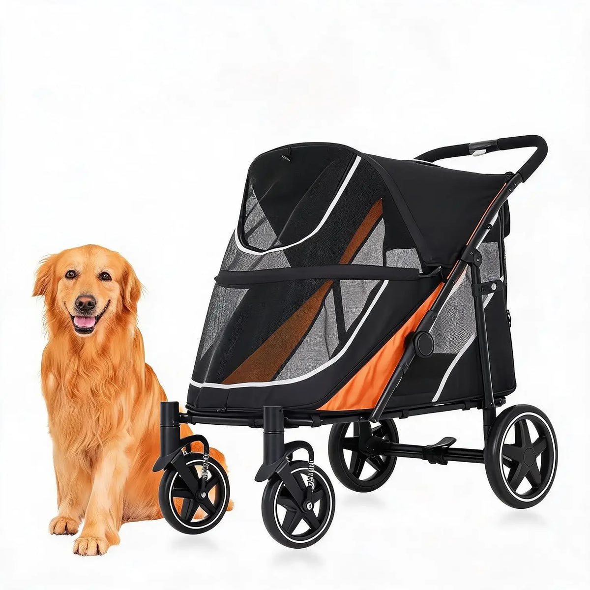 Garvee Heavy Duty Foldable Dog Stroller With Mesh Storage Basket