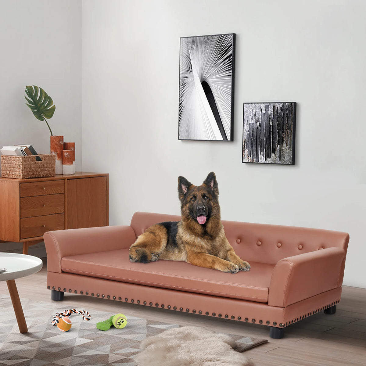 BingoPaw Waterproof Faux Fur Pet Sofa Bed With Removable Cushion