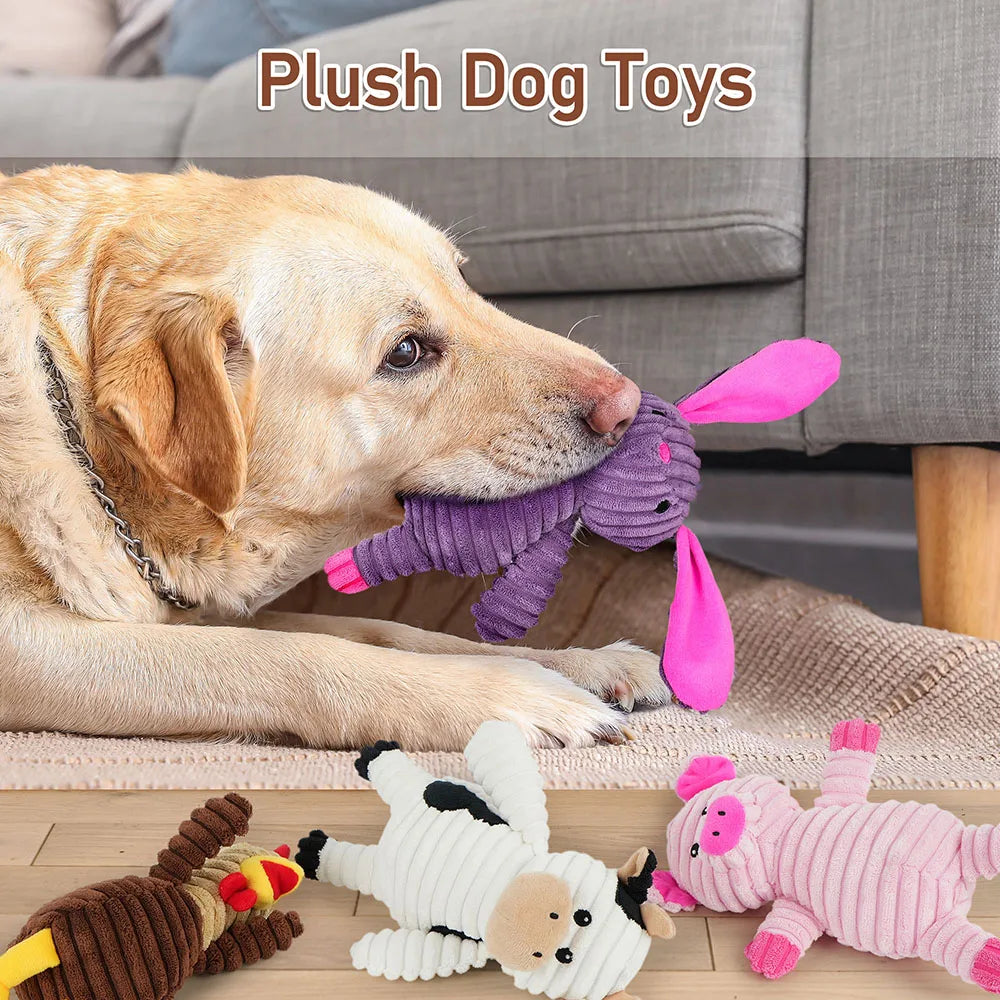 Assorted Plush Squeaky Dog Toys Stuffed Chew Value Pack
