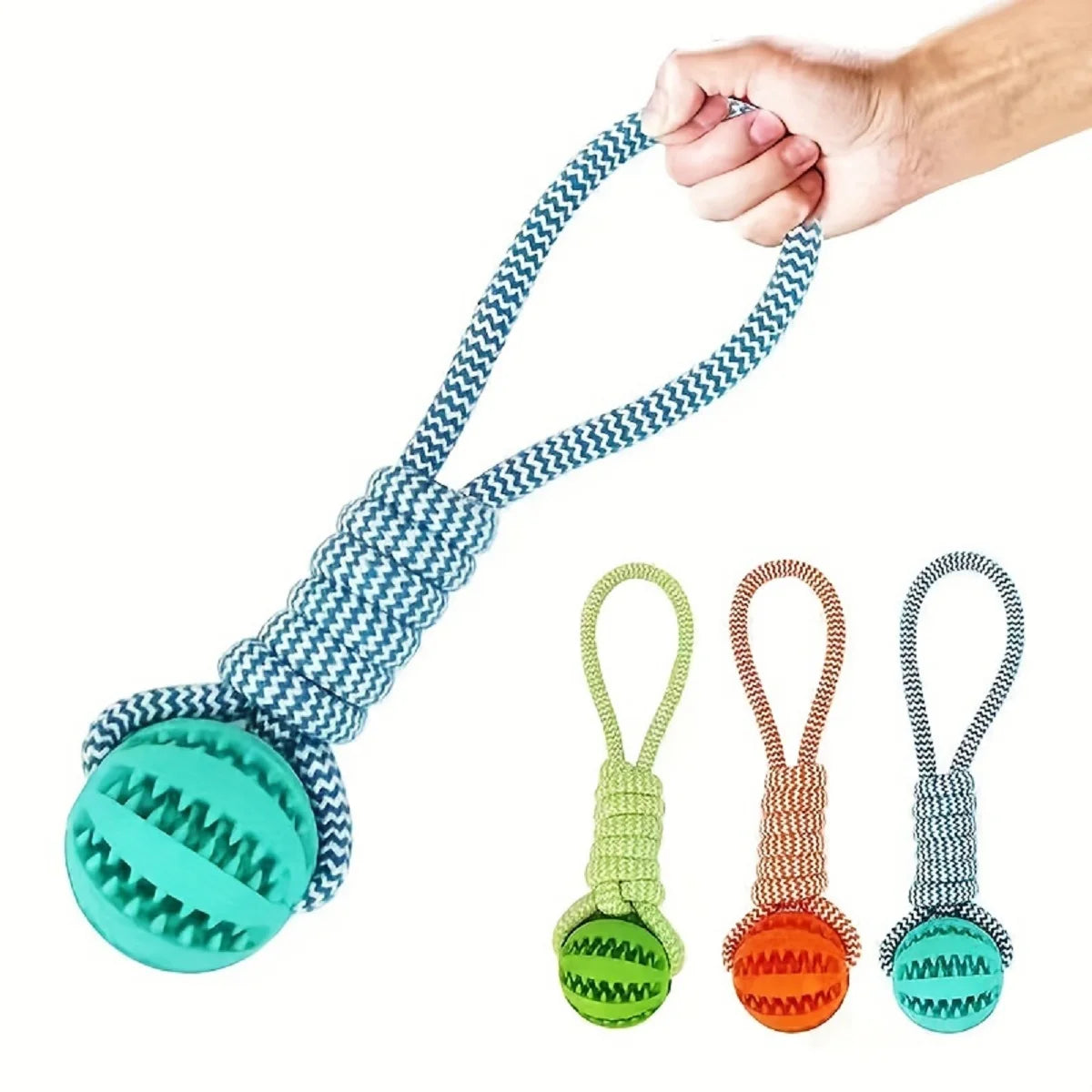Durable Cotton Rope Dog Chew Toy With Treat Dispensing Ball