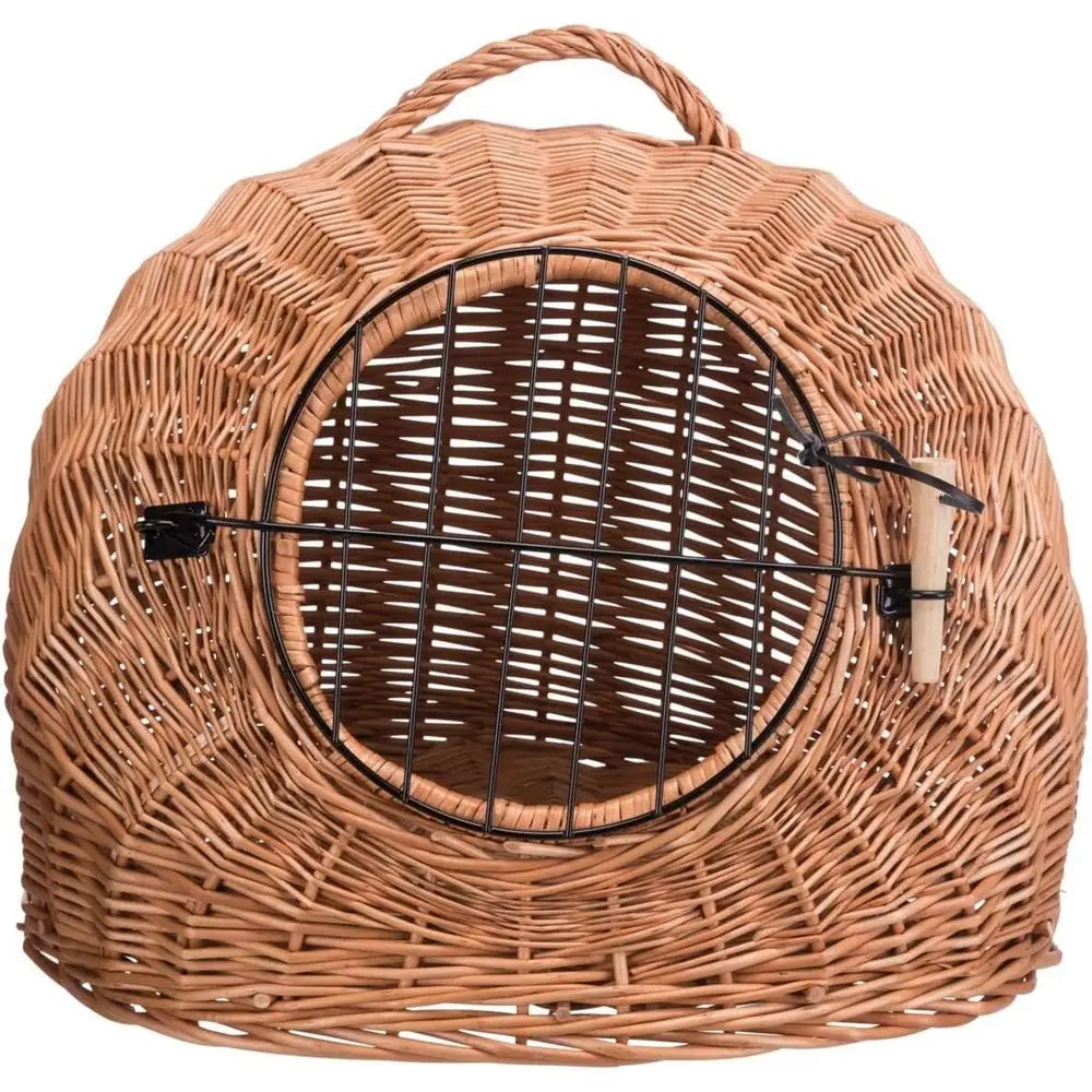 Portable Metal Cat Carrier Basket With Secure Mesh Door For Pets