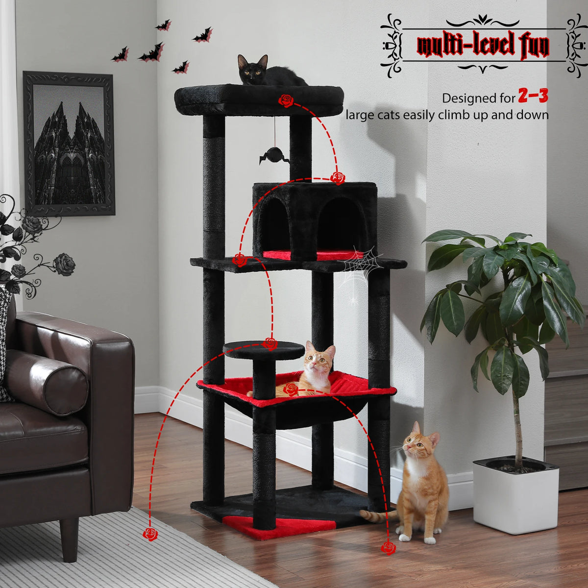 PAWZ Road Gothic Cat Tower With Sisal Posts And Luxury Hammock