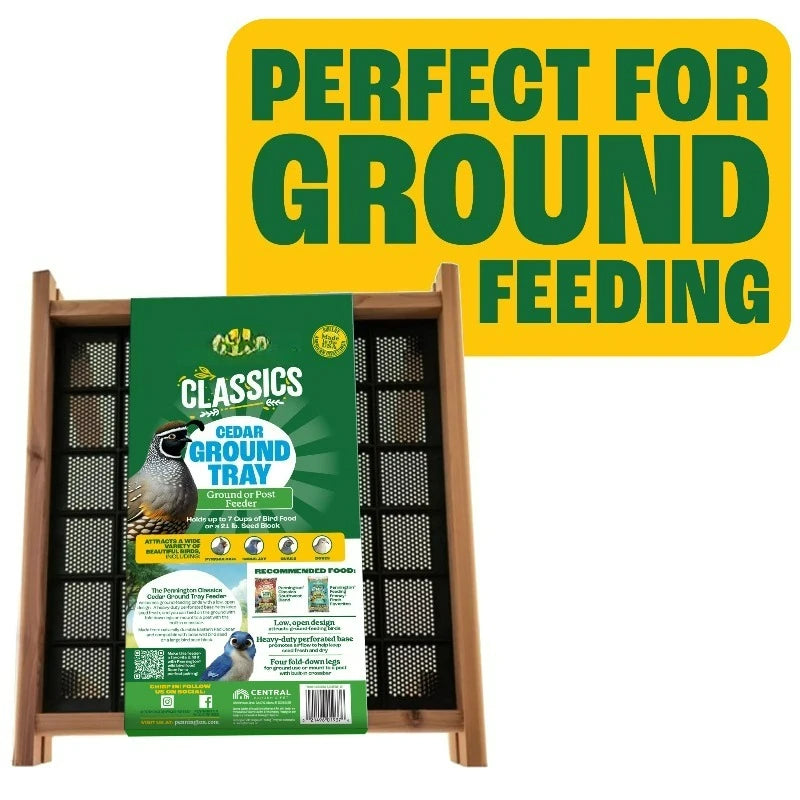 Premium Cedar Wild Bird Ground Feeder With Secure Legs