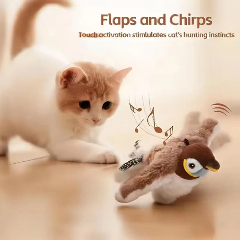 Interactive Touch Activated Plush Chirping Bird Toy For Pets