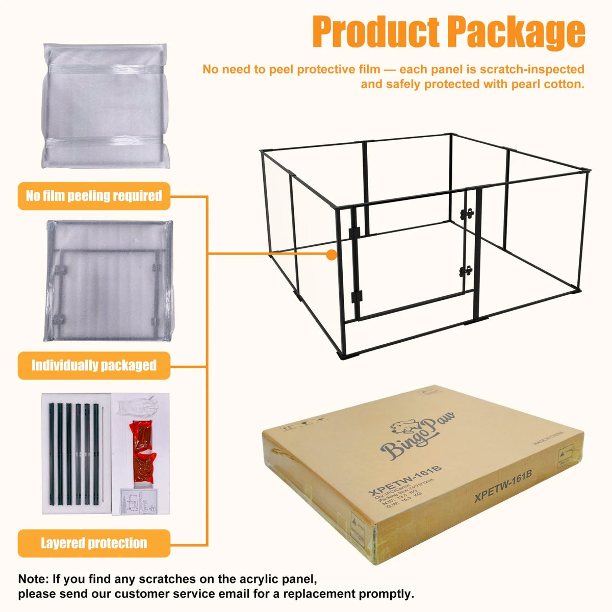 BINGOPAW Acrylic Dog Playpen Exercise Enclosure System